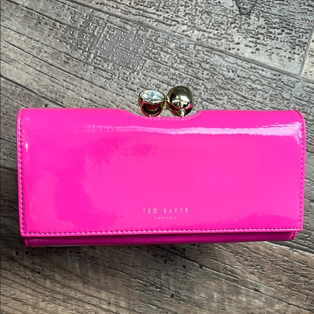 Ted Baker Fuchsia Wallet with Gold Accents